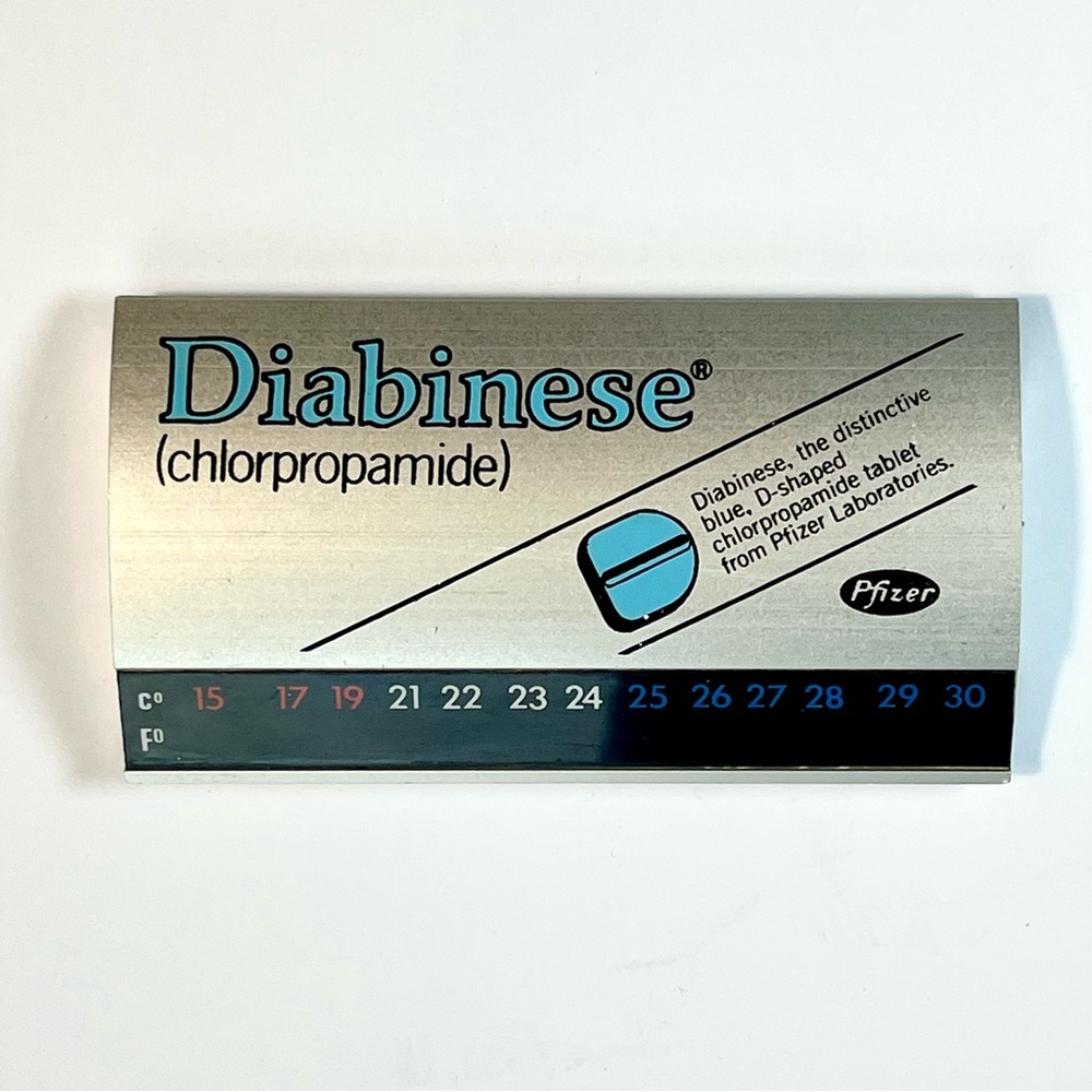 Vintage Pfizer Desk Thermometer Pharmaceutical Drug Rep Promo Diabinese Rare